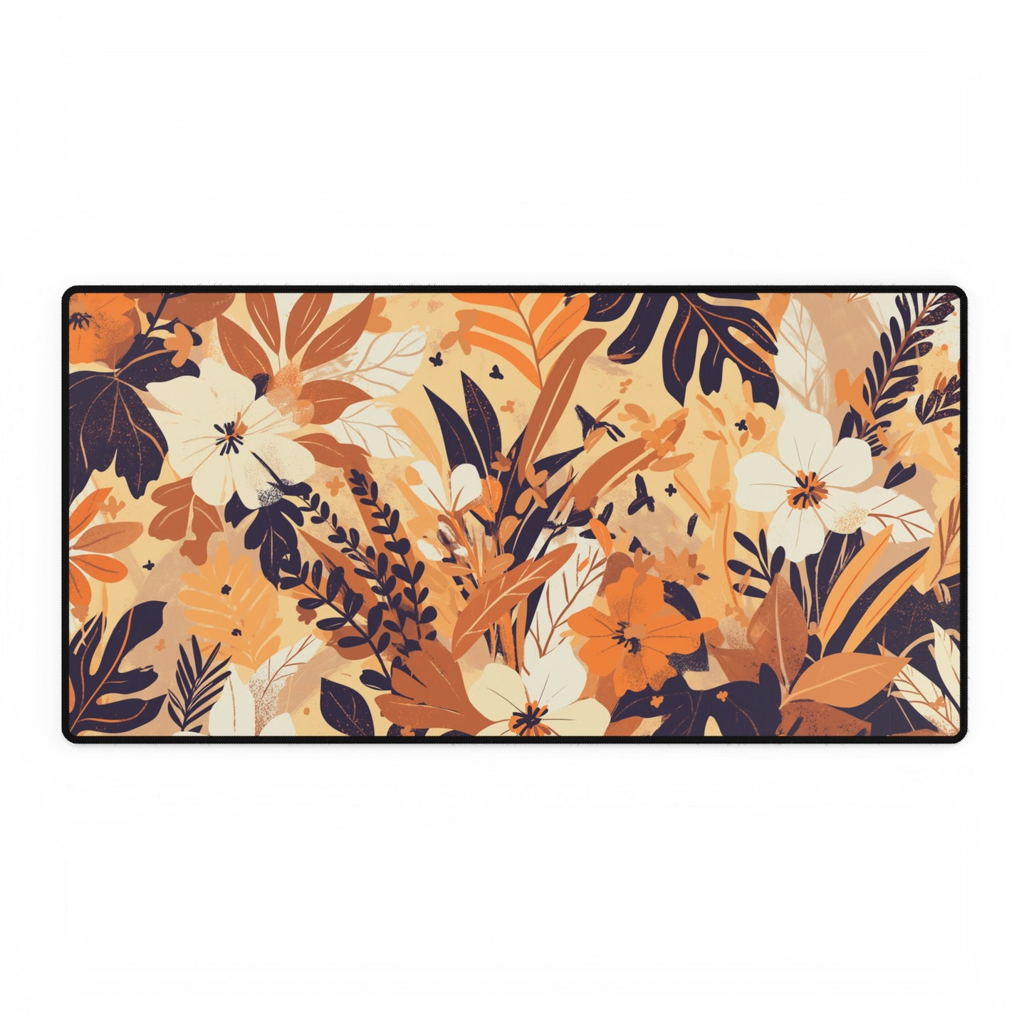 Orange Floral Mouse Pad Large Computer Desk Mat