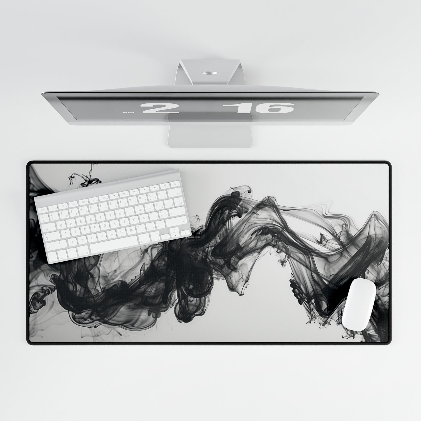 White and Black Ink Smoke Mouse Pad Large Computer Desk Mat