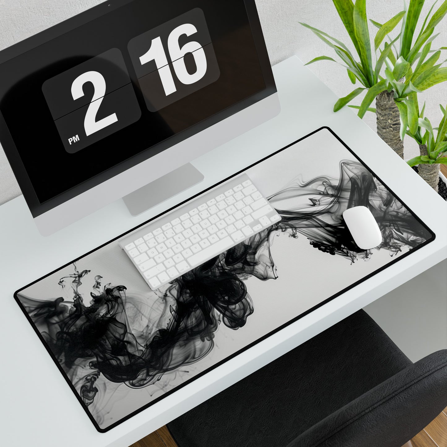 White and Black Ink Smoke Mouse Pad Large Computer Desk Mat