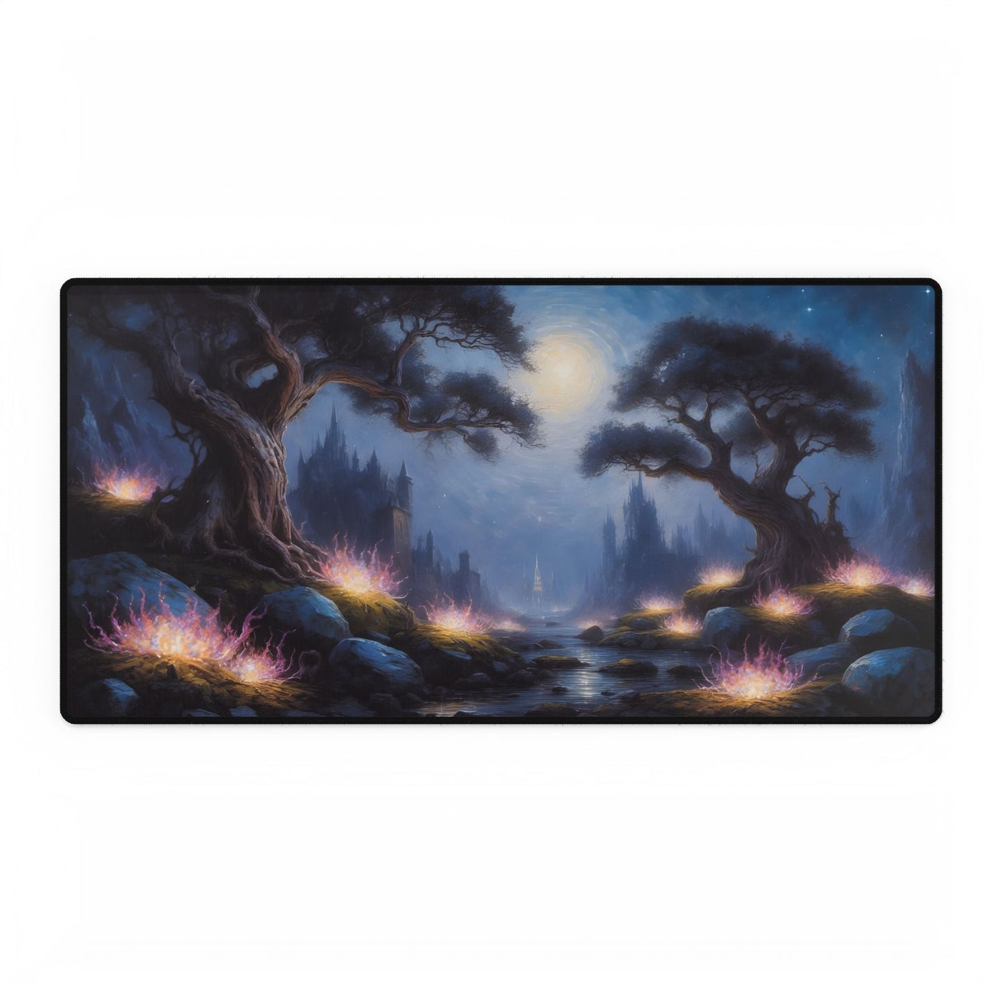 Fantasy Night Time Forest Mouse Pad Large Computer Desk Mat