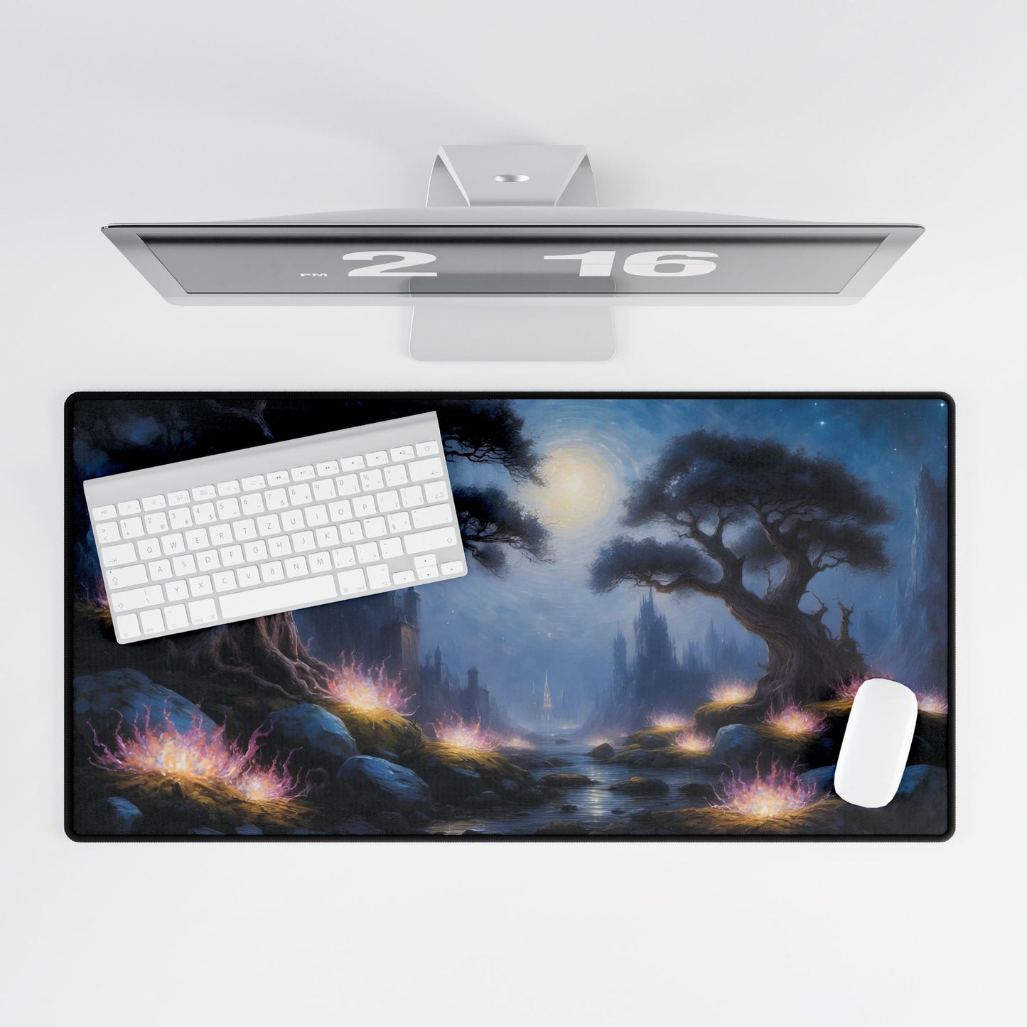 Fantasy Night Time Forest Mouse Pad Large Computer Desk Mat