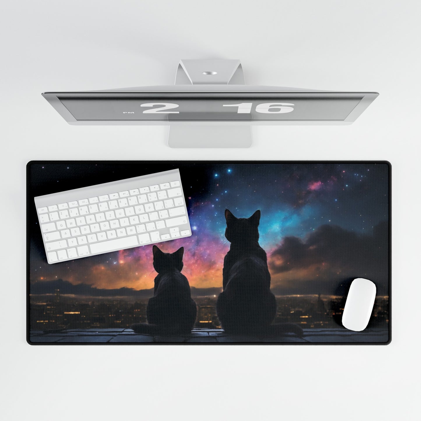 Rooftop Cats Mouse Pad Large Computer Desk Mat